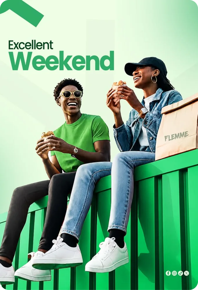 An Excellent Weekend campaign with two friends