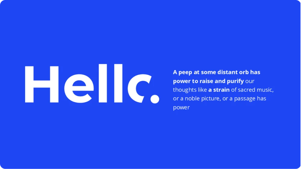 A bold blue design with the word Hello